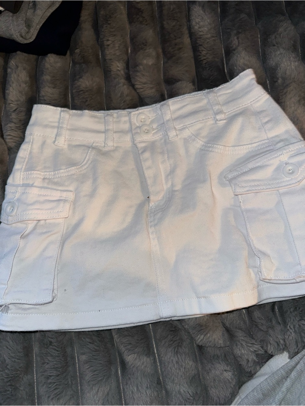 White Cargo Pocket Mini Skirt